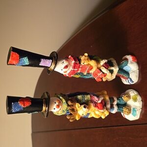 Colorful Snowman Figurines - Set Of 2
